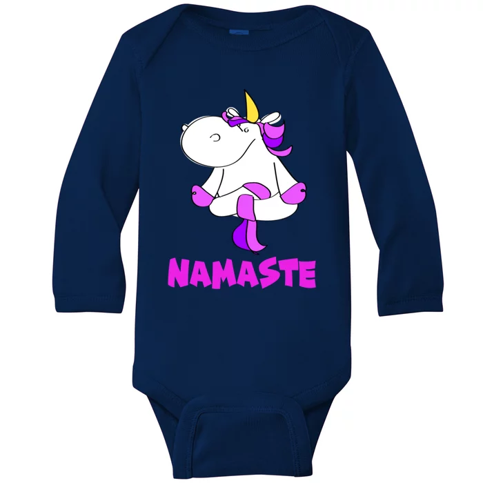 Namaste Yoga Unicorn Funny Magic Namaste Lovers Meaningful Gift Baby Long Sleeve Bodysuit