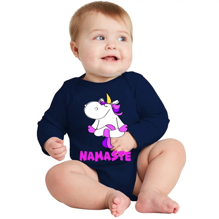 Namaste Yoga Unicorn Funny Magic Namaste Lovers Meaningful Gift Baby Long Sleeve Bodysuit