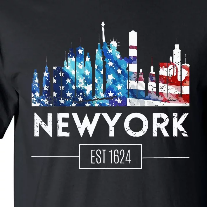 New York Us Amercan Flag Matching Souvenir Retro Tall T-Shirt