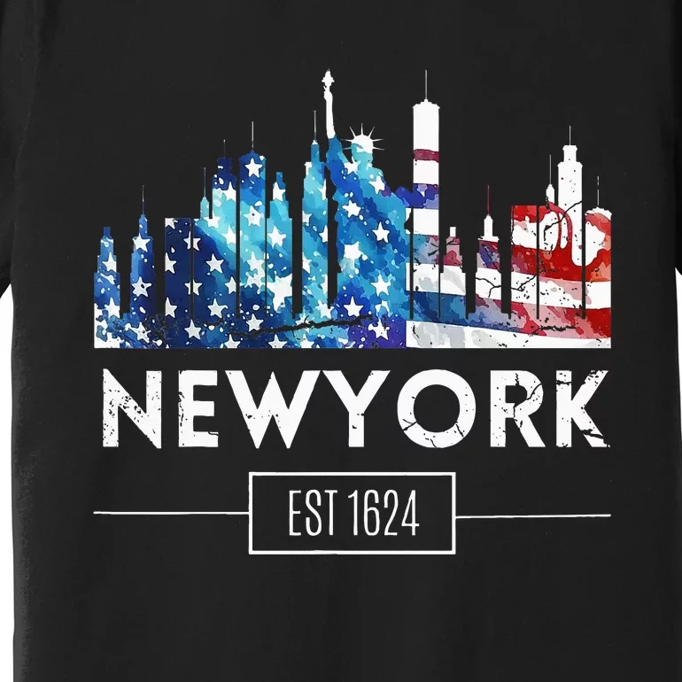 New York Us Amercan Flag Matching Souvenir Retro Premium T-Shirt