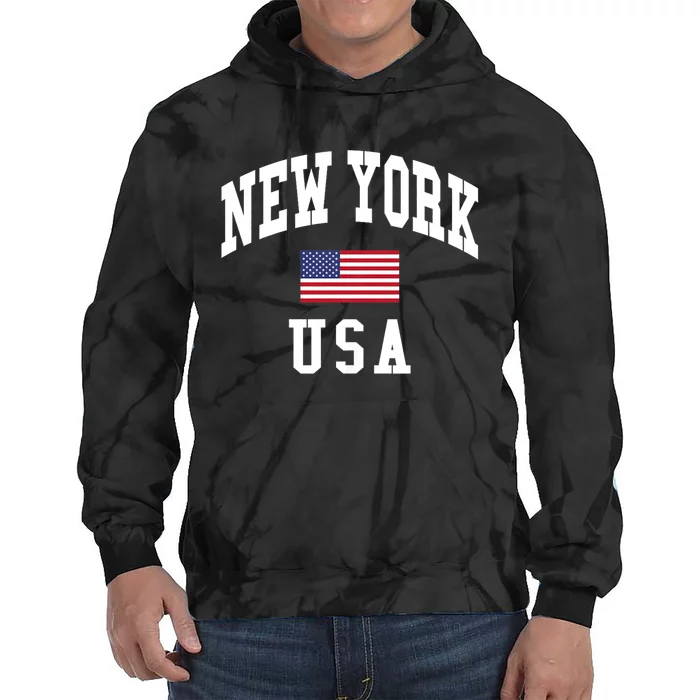 New York Usa Flag Classic Tie Dye Hoodie