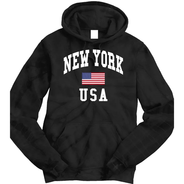 New York Usa Flag Classic Tie Dye Hoodie