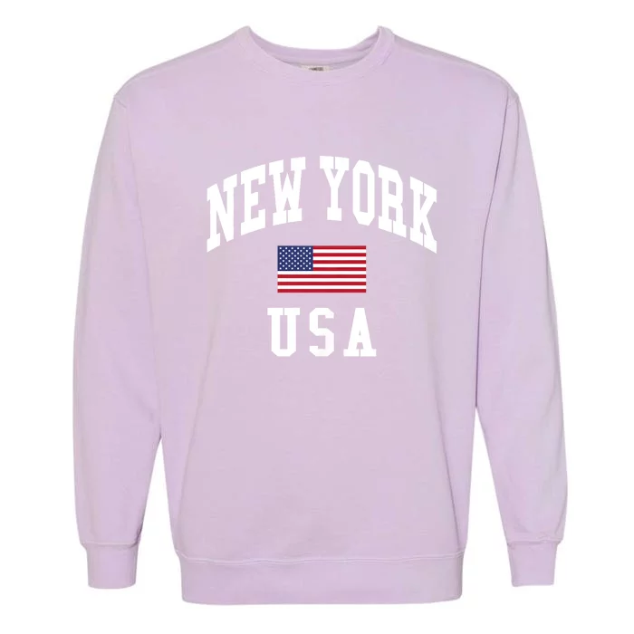 New York Usa Flag Classic Garment-Dyed Sweatshirt