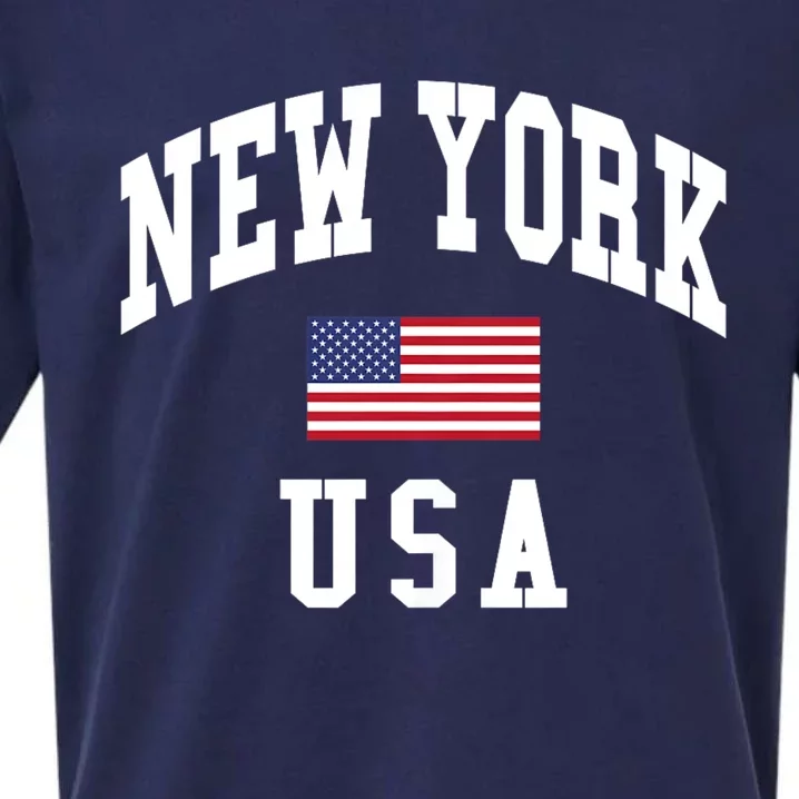 New York Usa Flag Classic Sueded Cloud Jersey T-Shirt