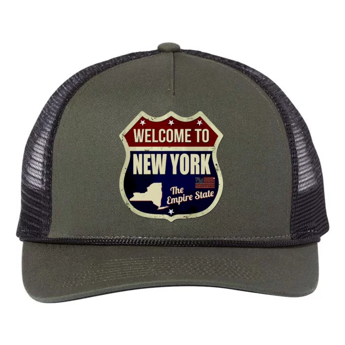 New York Vintage Metal Road Sign Logo Retro Rope Trucker Hat Cap