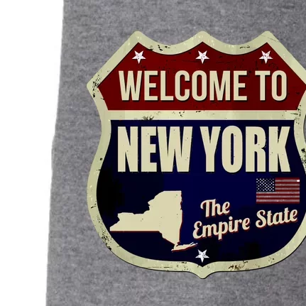 New York Vintage Metal Road Sign Logo Doggie 3-End Fleece Hoodie