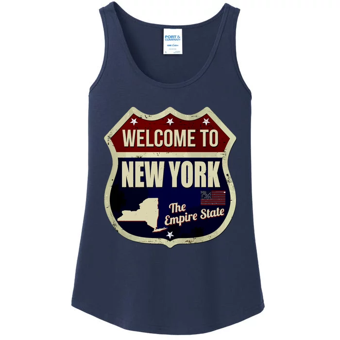 New York Vintage Metal Road Sign Logo Ladies Essential Tank