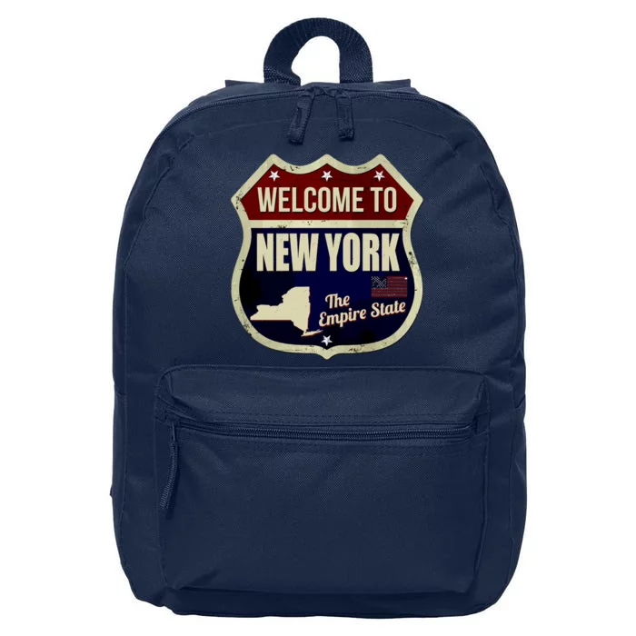 New York Vintage Metal Road Sign Logo 16 in Basic Backpack