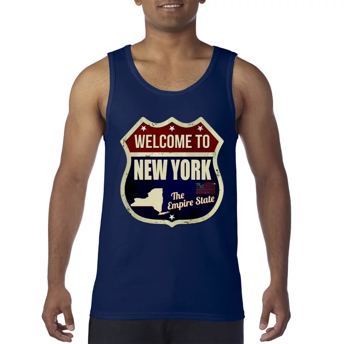 New York Vintage Metal Road Sign Logo Tank Top