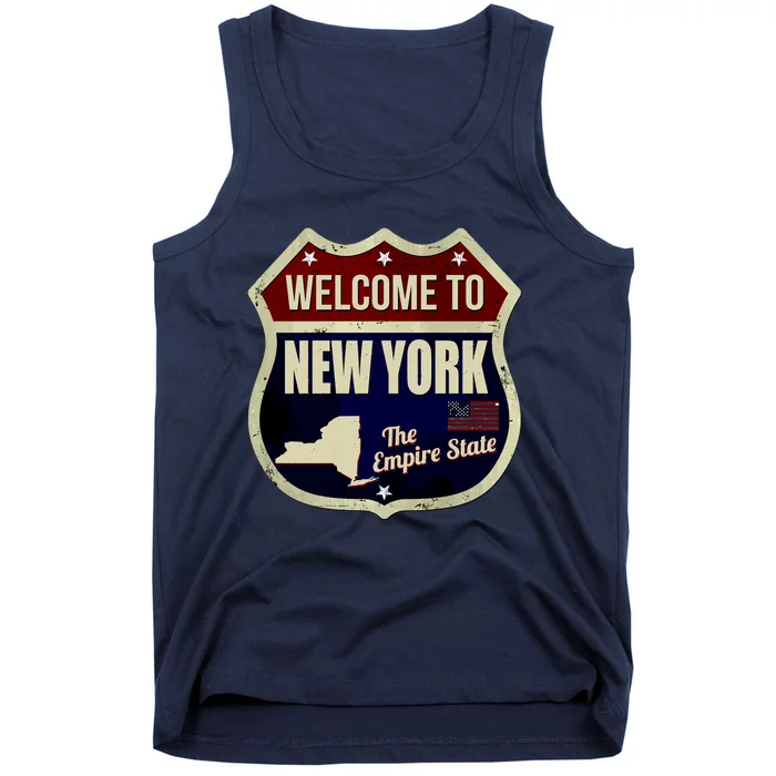 New York Vintage Metal Road Sign Logo Tank Top