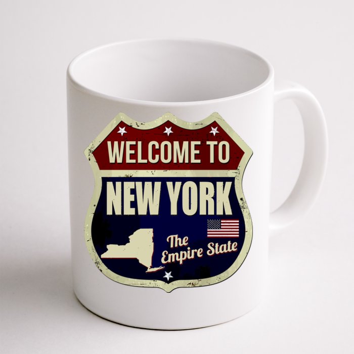 New York Vintage Metal Road Sign Logo Front & Back Coffee Mug