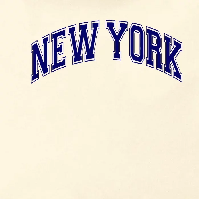 New York Varsity Style Blue Text Throwback Design Zip Tote Bag