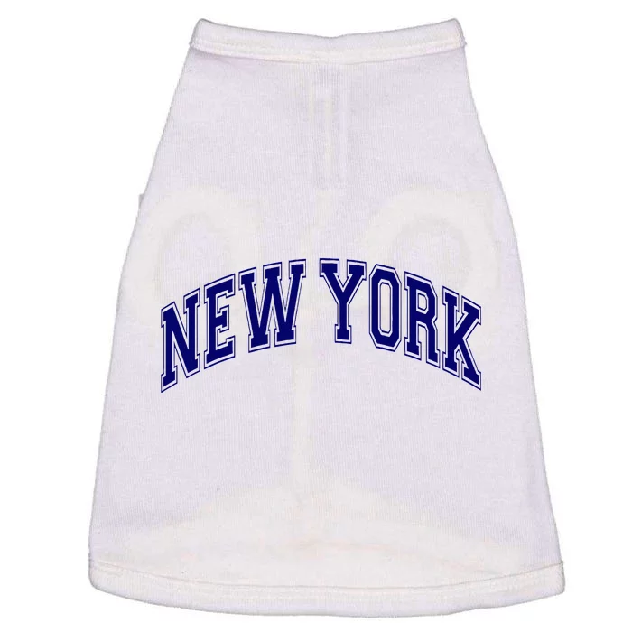 New York Varsity Style Blue Text Throwback Design Doggie Tank