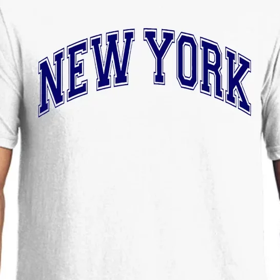 New York Varsity Style Blue Text Throwback Design Pajama Set