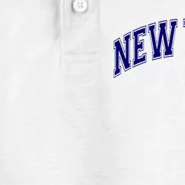 New York Varsity Style Blue Text Throwback Design Dry Zone Grid Performance Polo