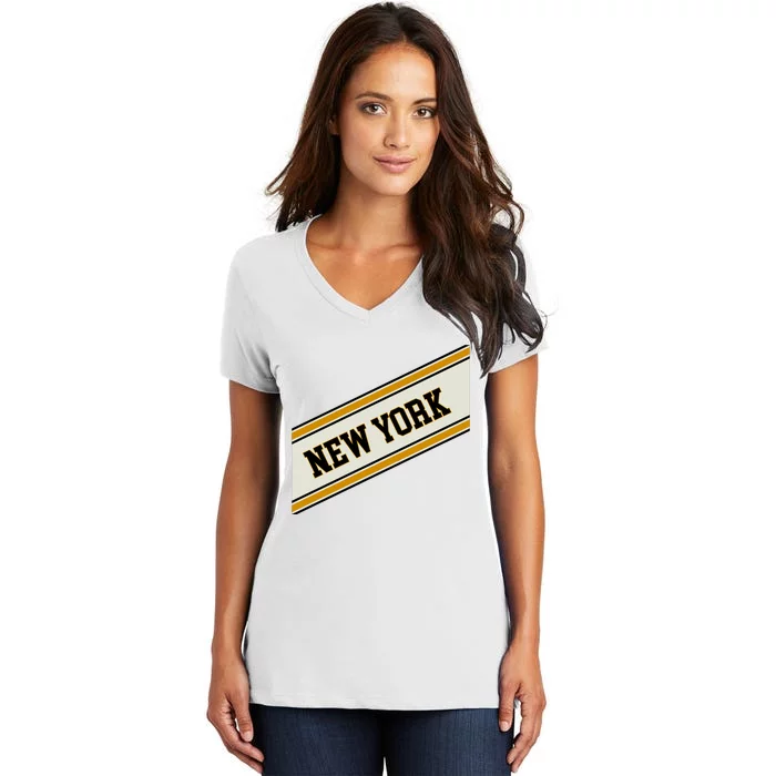 New York Varsity Logo Women's V-Neck T-Shirt