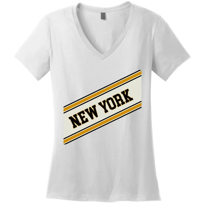 New York Varsity Logo Women's V-Neck T-Shirt