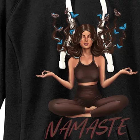 Namaste Yoga With Butterflies Gift Women's Fleece Hoodie