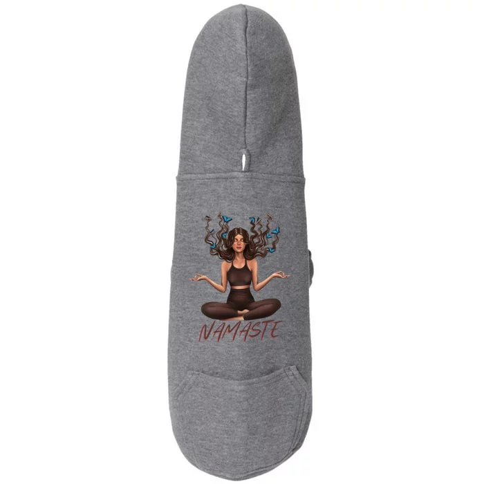 Namaste Yoga With Butterflies Gift Doggie 3-End Fleece Hoodie