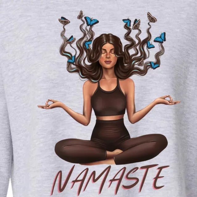 Namaste Yoga With Butterflies Gift Cropped Pullover Crew