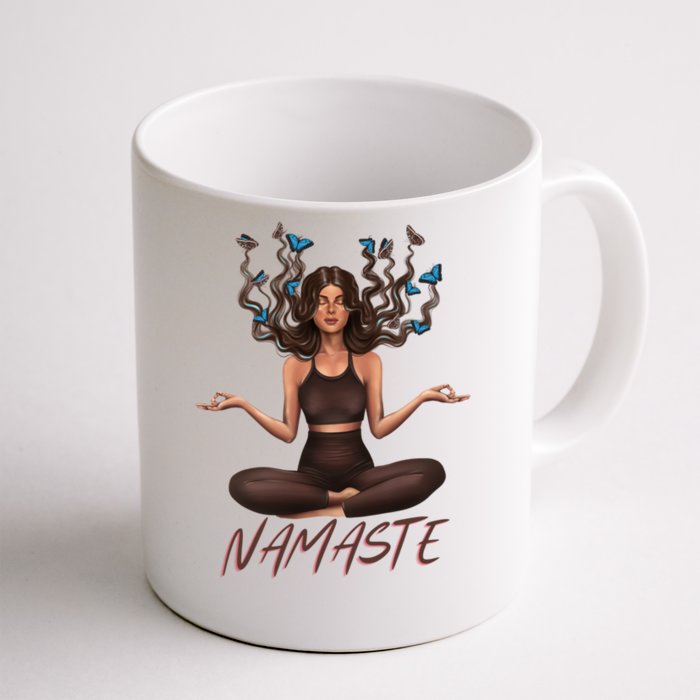 Namaste Yoga With Butterflies Gift Front & Back Coffee Mug