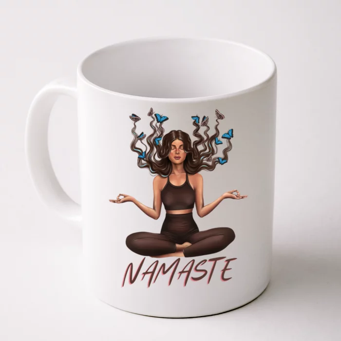 Namaste Yoga With Butterflies Gift Front & Back Coffee Mug