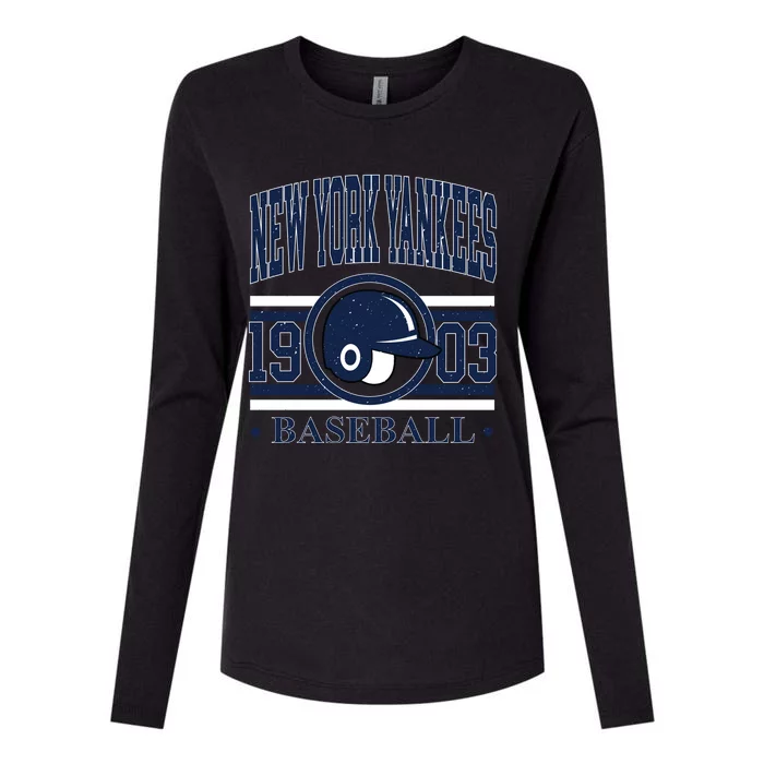 New York Yankee 1903 Baseball Team Supporter Womens Cotton Relaxed Long Sleeve T-Shirt