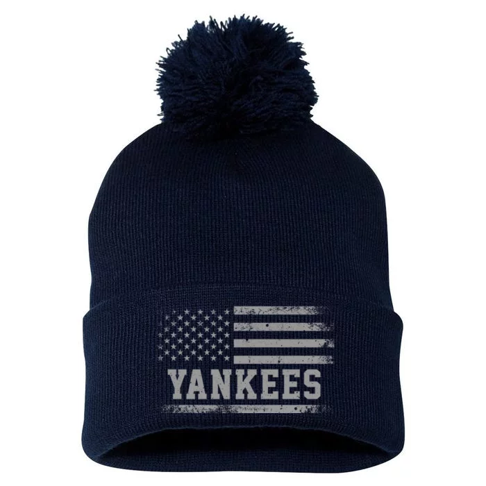 Yankees Usa Flag Pom Pom 12in Knit Beanie