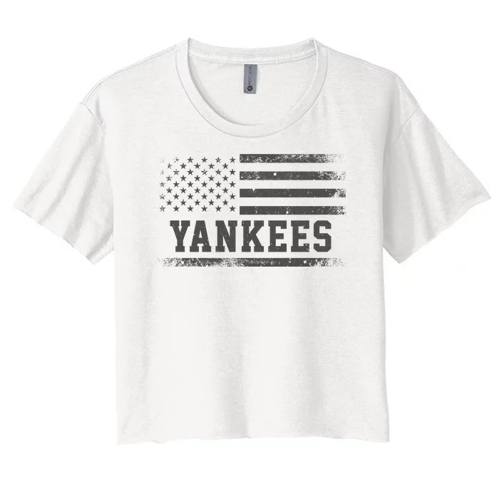 Yankees Usa Flag Women's Crop Top Tee