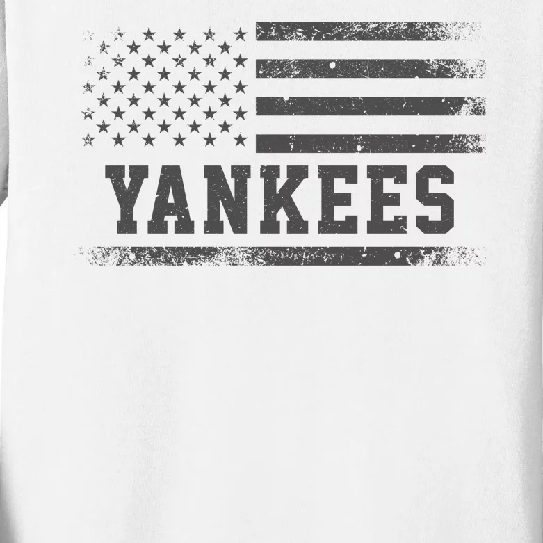 Yankees Usa Flag Kids Long Sleeve Shirt