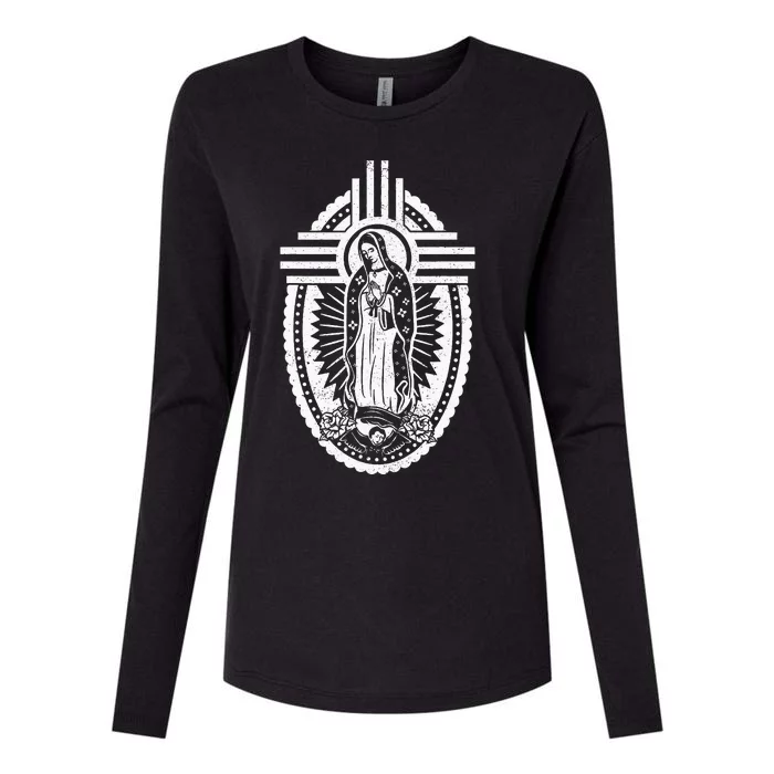 Nm Zia Blessed Virgin Mary Our Lady Of Guadalupe La Virgen Womens Cotton Relaxed Long Sleeve T-Shirt