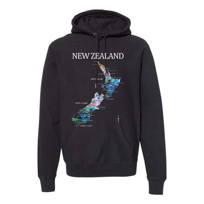 New Zealand Detailed Map Premium Hoodie