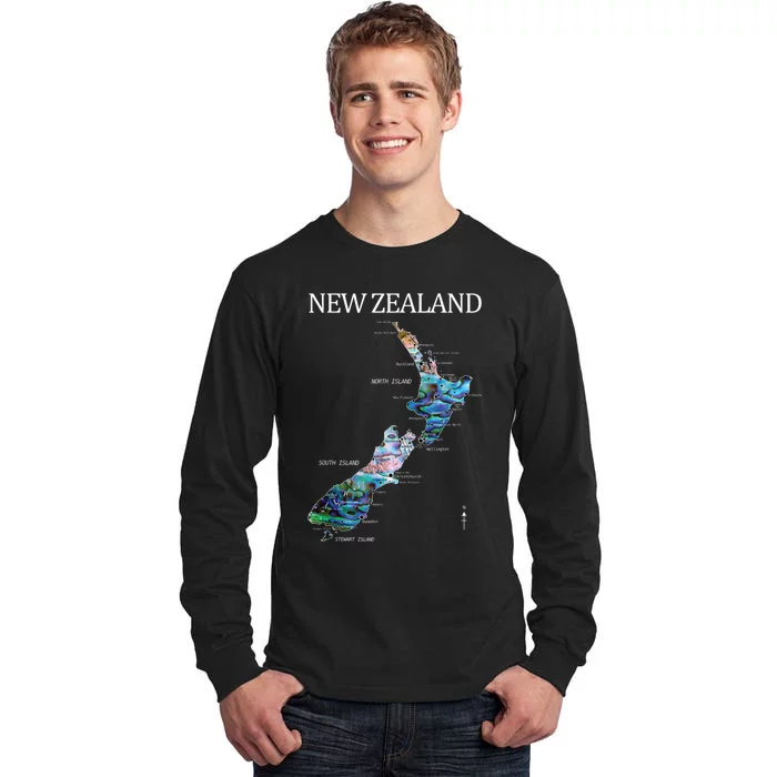 New Zealand Detailed Map Tall Long Sleeve T-Shirt