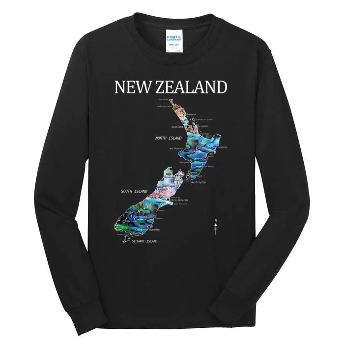 New Zealand Detailed Map Tall Long Sleeve T-Shirt