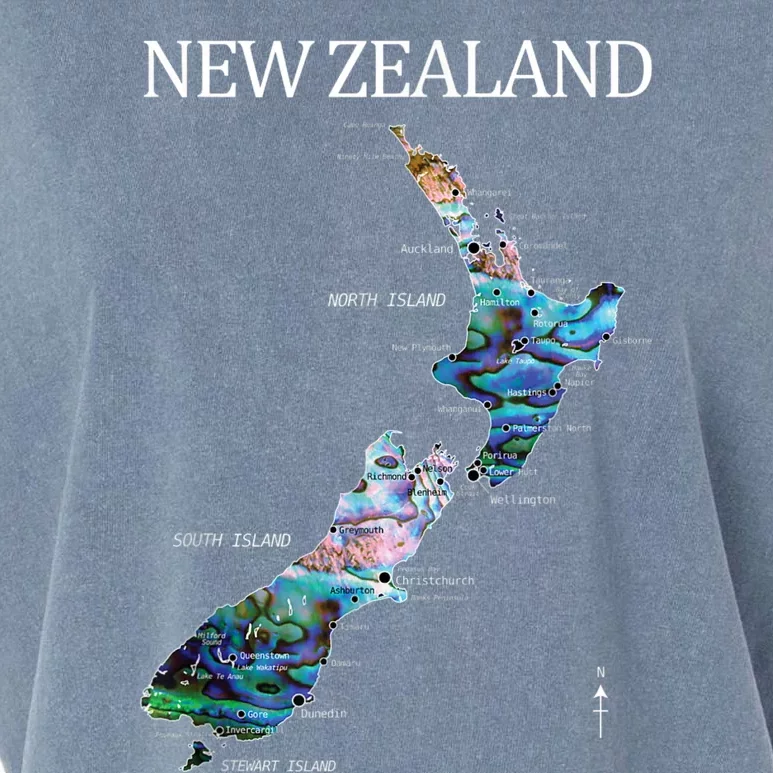 New Zealand Detailed Map Garment-Dyed Women's Muscle Tee