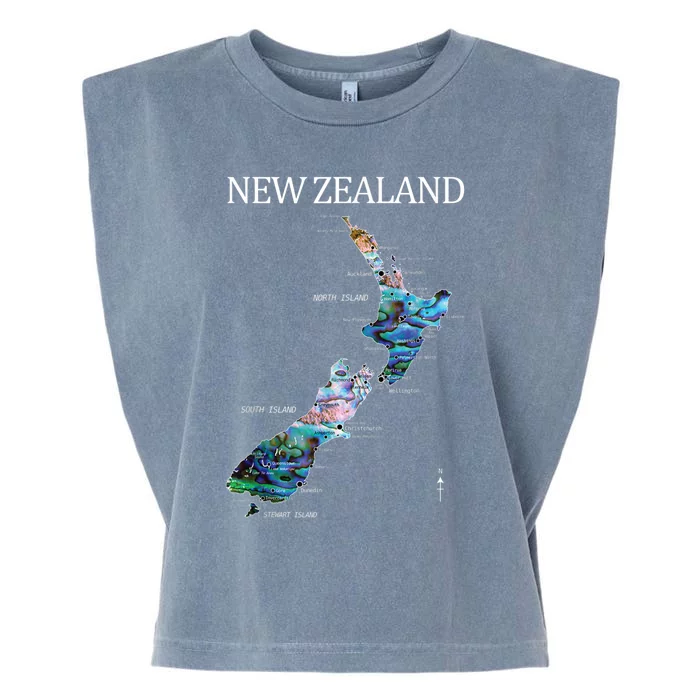 New Zealand Detailed Map Garment-Dyed Women's Muscle Tee