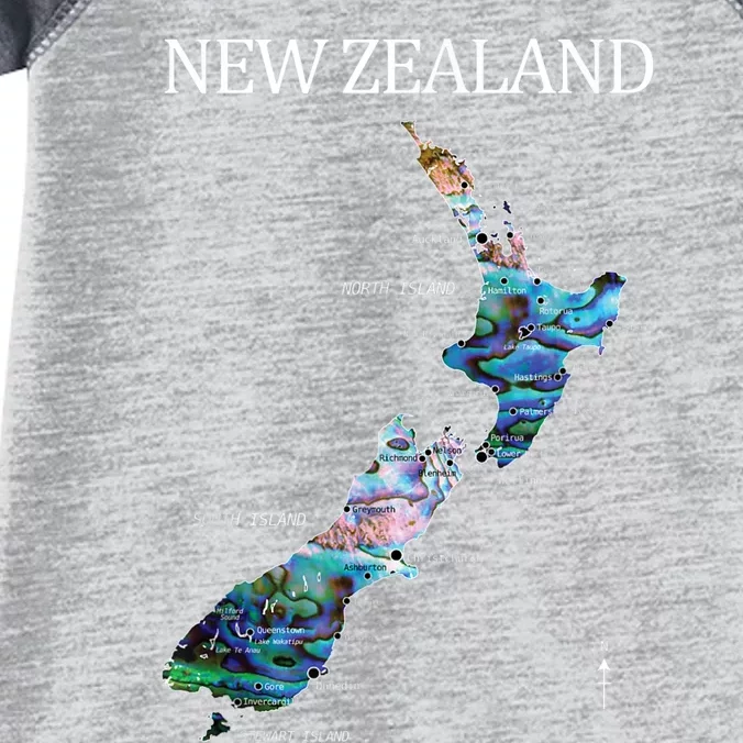 New Zealand Detailed Map Infant Baby Jersey Bodysuit