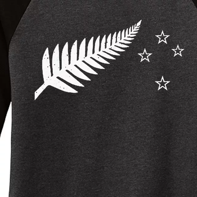 New Zealand Fern Flag Kiwi Pride Women's Tri-Blend 3/4-Sleeve Raglan Shirt