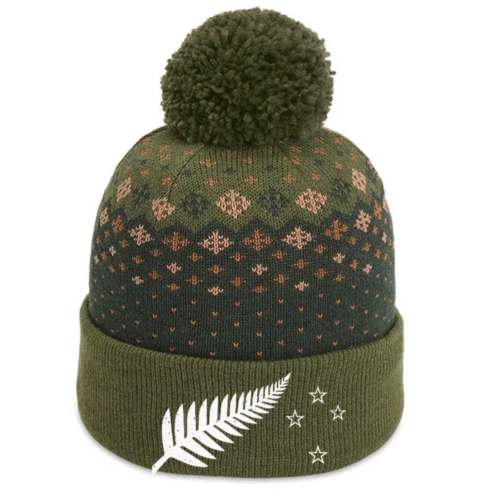 New Zealand Fern Flag Kiwi Pride The Baniff Cuffed Pom Beanie