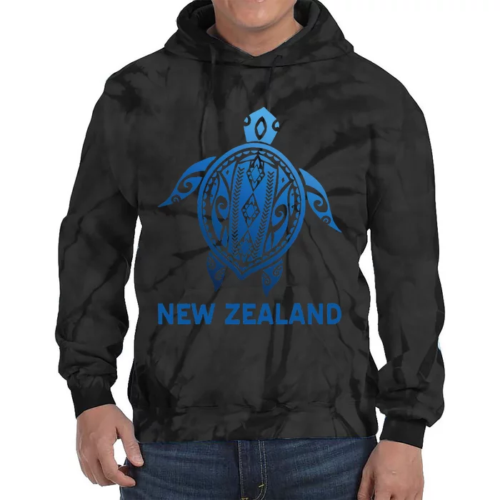 New Zealand Tribal Tattoo Blue Sea Turtle Souvenirs Tie Dye Hoodie