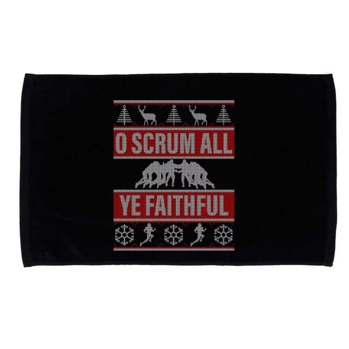 O Scrum All Ye Faithful Ugly Christmas Sweater Microfiber Hand Towel