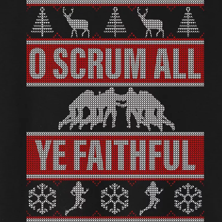 O Scrum All Ye Faithful Ugly Christmas Sweater Women's Crop Top Tee