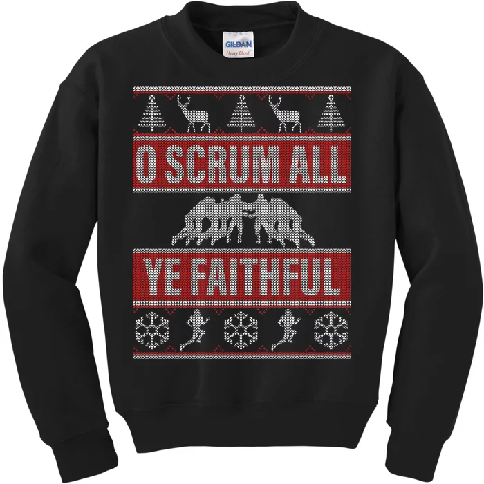 O Scrum All Ye Faithful Ugly Christmas Sweater Kids Sweatshirt