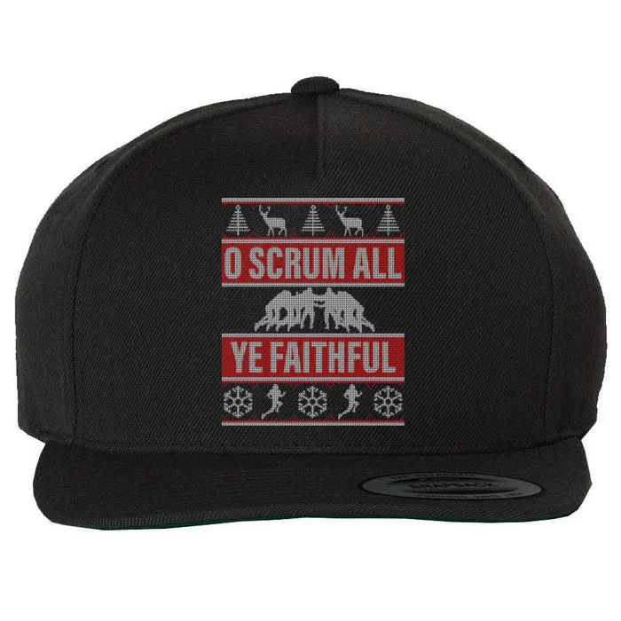 O Scrum All Ye Faithful Ugly Christmas Sweater Wool Snapback Cap