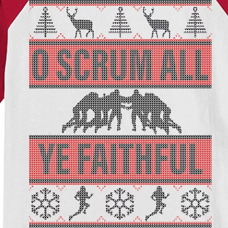 O Scrum All Ye Faithful Ugly Christmas Sweater Kids Colorblock Raglan Jersey