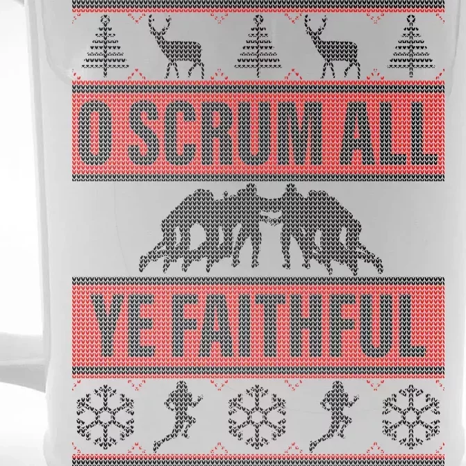 O Scrum All Ye Faithful Ugly Christmas Sweater Front & Back Beer Stein