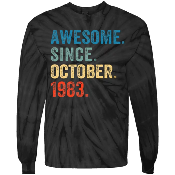 October 1983 Celebrating 40 Years old birthday Tie-Dye Long Sleeve Shirt