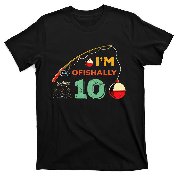 Ofishally 10 Cute 10th Birthday Fishing Gift Ten Year Old T-Shirt