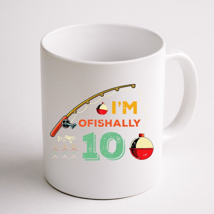 Ofishally 10 Cute 10th Birthday Fishing Gift Ten Year Old Front & Back Coffee Mug