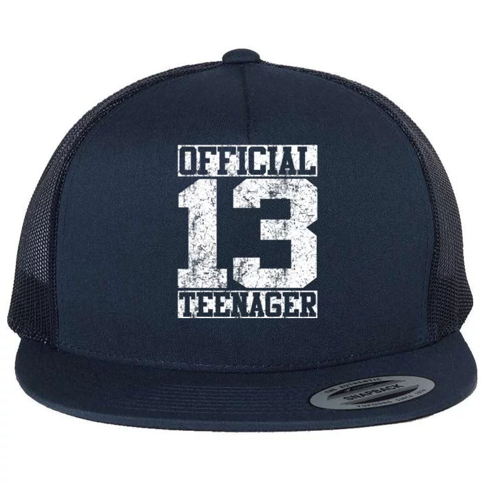 Officially 13 Teenager Distressed Look Flat Bill Trucker Hat